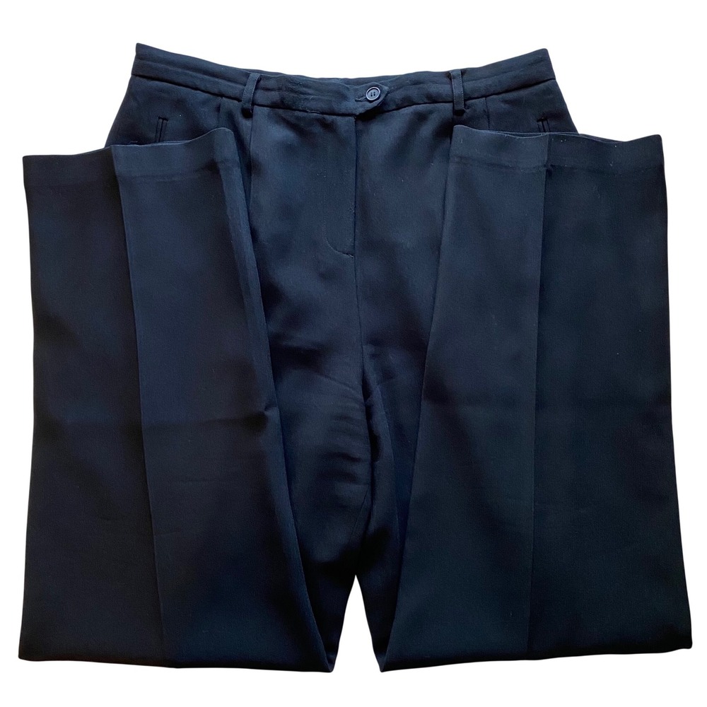 Nygard Collection Womens Dress Pants Size 14 Black Pleated Straight Leg Trousers
